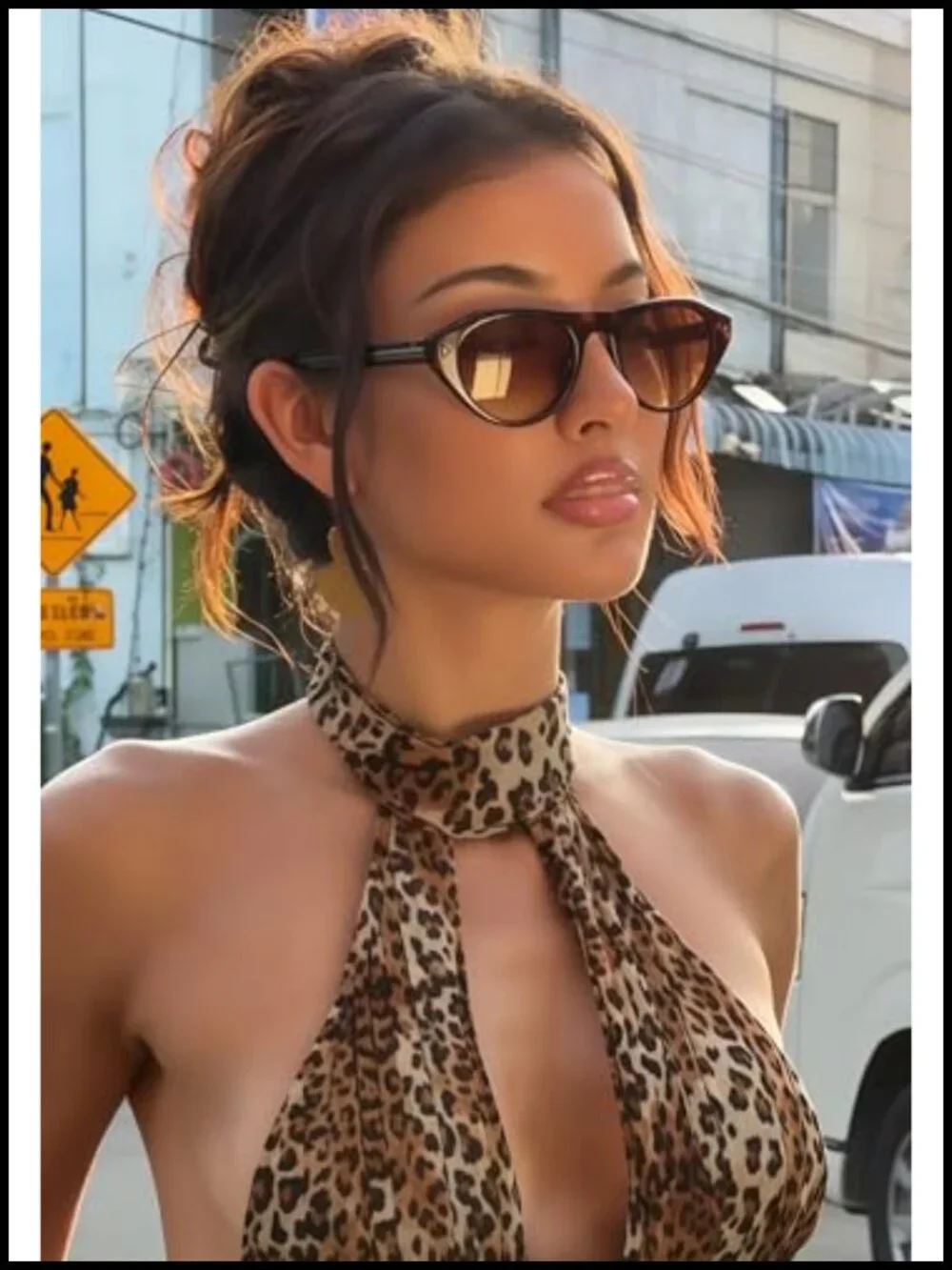 Retro Oval Cat Eye Sunglasses with UV400 Protection Lightweight